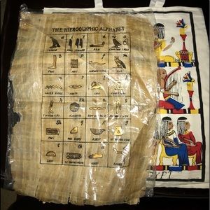 Hieroglyphics On Paprus Paper & Egypt Welcome Bag